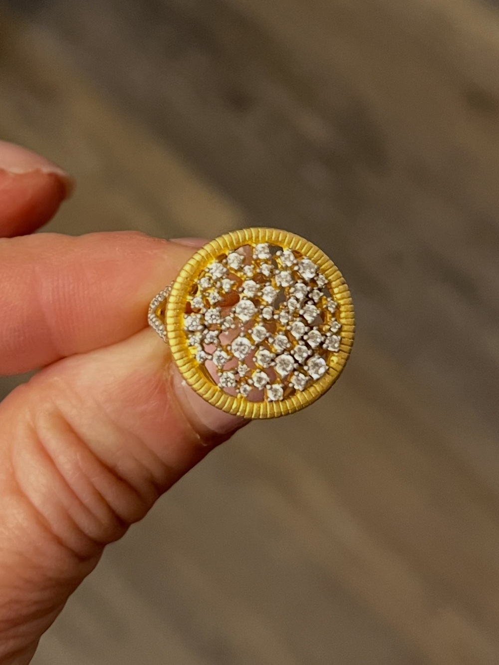 Freida Rothman size 7 Sterling and Gold Plated Sparkling Ring